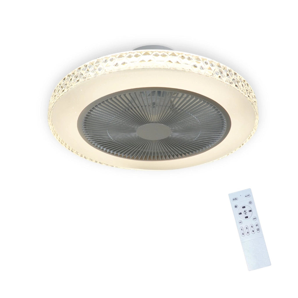 ZMH Ventilatore da soffitto con luce e telecomando ventilatore a tempo Crystal Bedroom