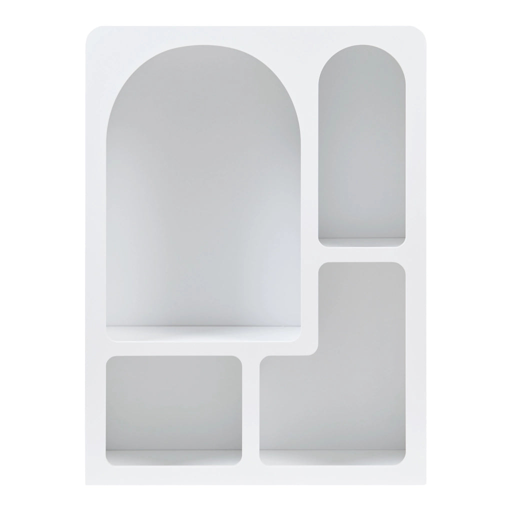 Scaffale Basso Vågå con 4 Scomparti Geometrici 80x60x24 cm Bianco [en.casa]