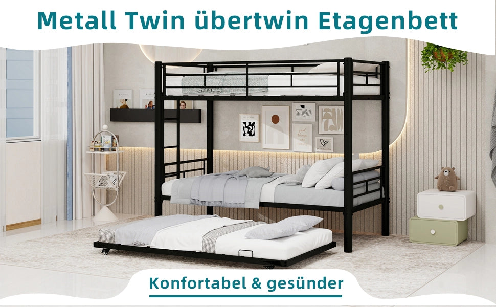 LETTO A CASTELLO 196x103x156 cm Ferro Nero convertibile in due letti