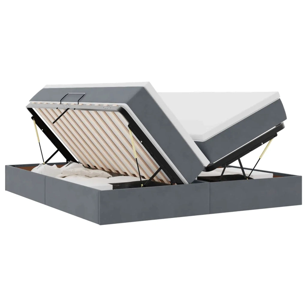 Letto con contenitore e materasso Grigio scuro 180 x 200 cm