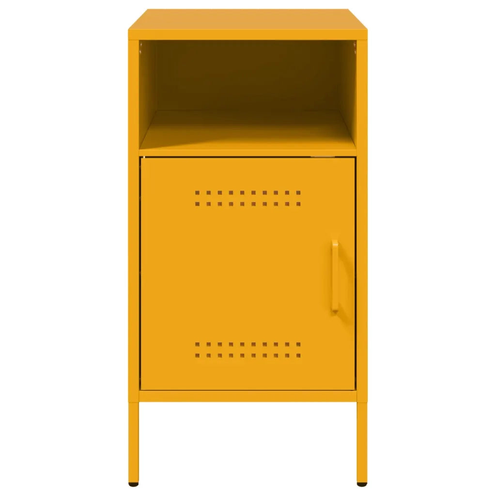 Comodini 2 pz-Set di 2 Tavolino da notte Giallo Senape 36x39x68 cm in Acciaio 741609