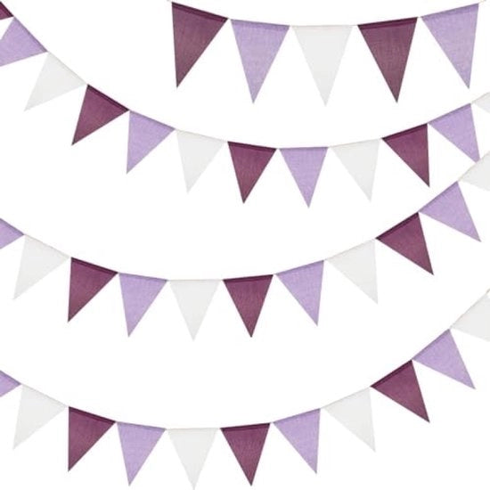 Set di 3 pezzi - Nastro da bandiera in imitazione di juta - 36 pezzi - 12 metri totali - Per camera dei bambini, festa di giardino, matrimonio e altro