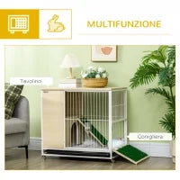Gabbia per Conigli con Serbatoio d'Acqua e Vassoio Estraibile, in Truciolato, Acciaio e PVC, 78x52.5x76.5 cm