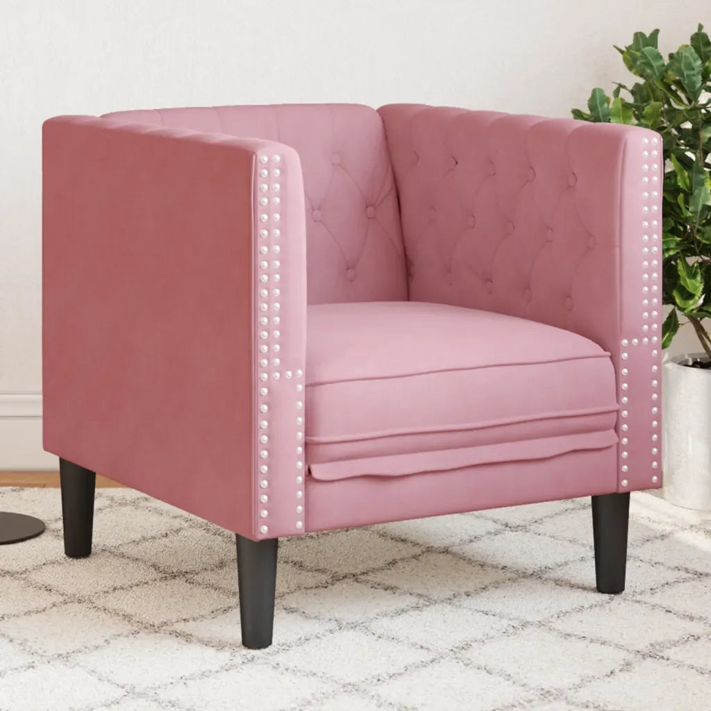 Divano Sedia-Poltrona Chesterfield Rosa in Velluto