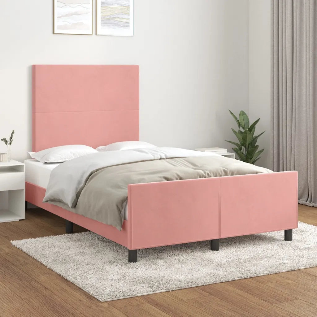 Letto matrimoniale | Letto per adulti | Giroletto senza Materasso Rosa 120x190 cm Velluto
