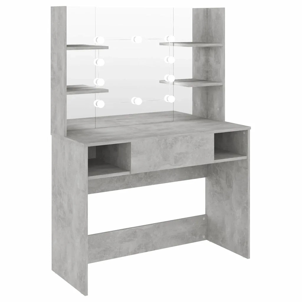 Toeletta con Luci LED 100x40x135 cm in MDF Grigio Cemento 331544
