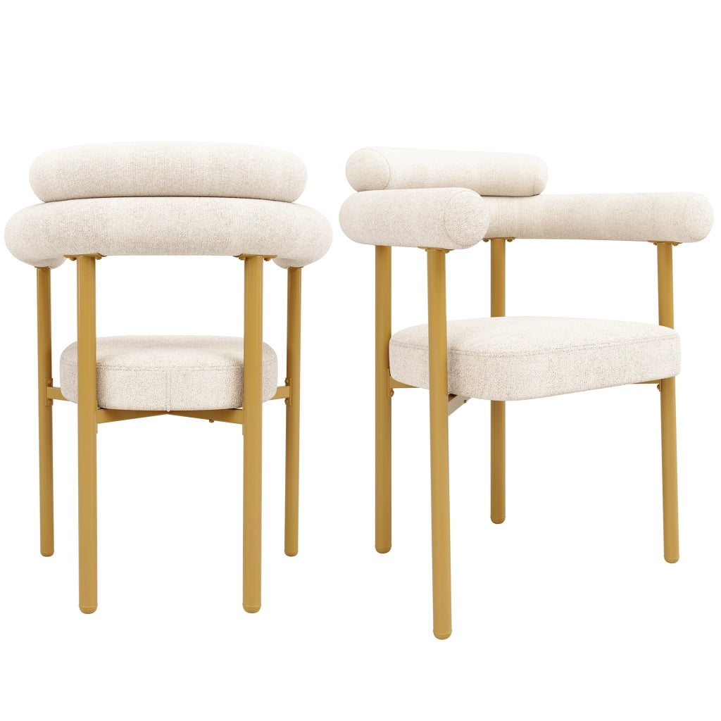 SEDIA da pranzo ergonomica 70x62x84 cm Beige/Oro Set da 2 pezzi
