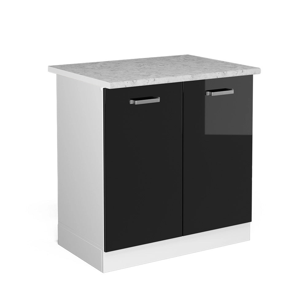 Vicco Mobile lavello cucina Nero lucido 80 cm , PL Marmo