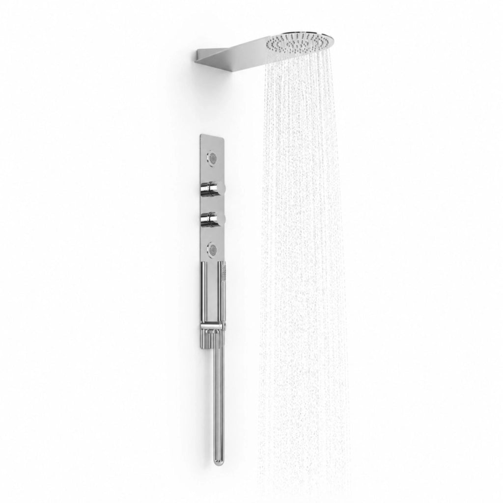 Wall kit a parete da incasso a muro acciaio inox + soffione doccia a parete acciaio inox punta tonda