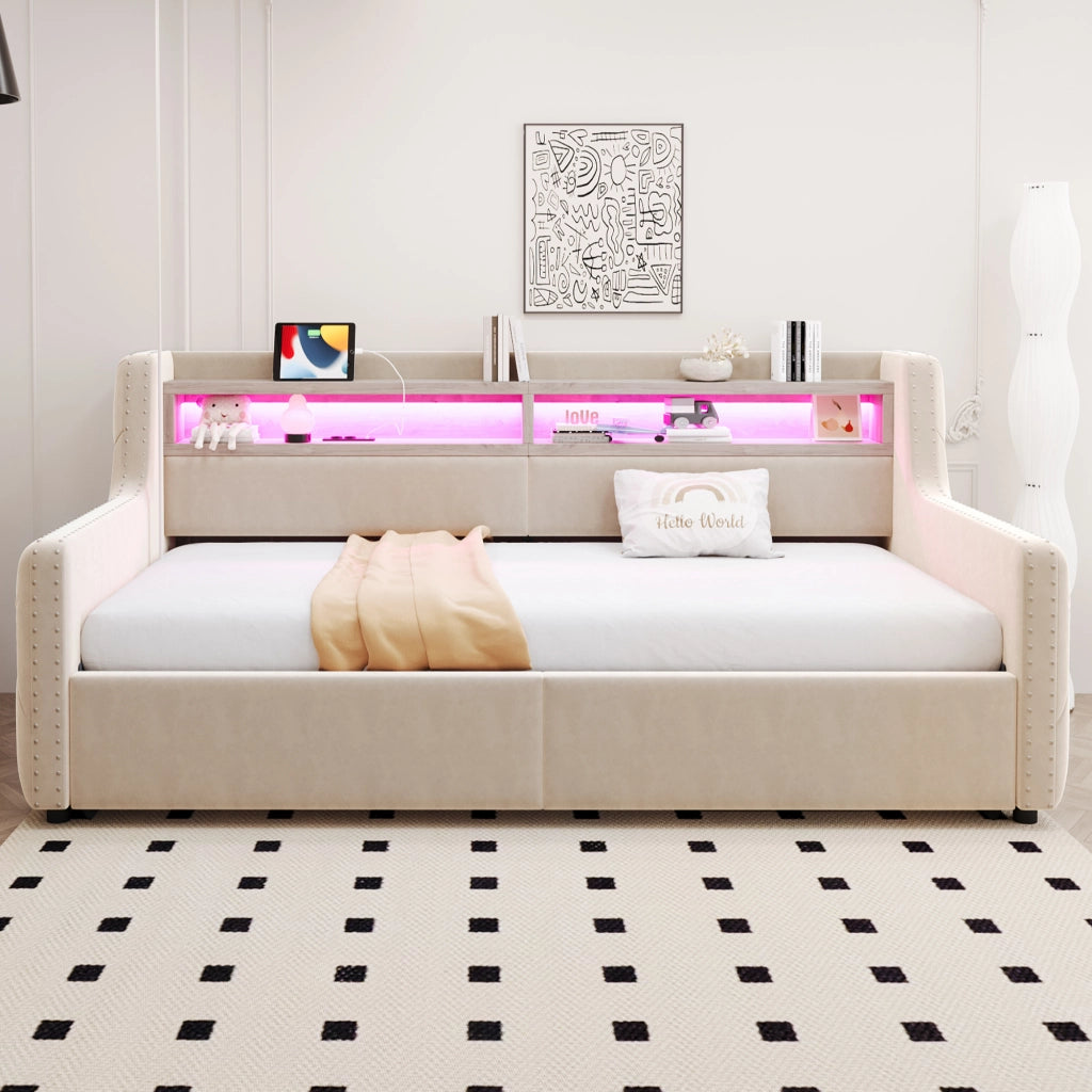 Letto divano con funzione letto e contenitore idraulico velluto 90x200 cm