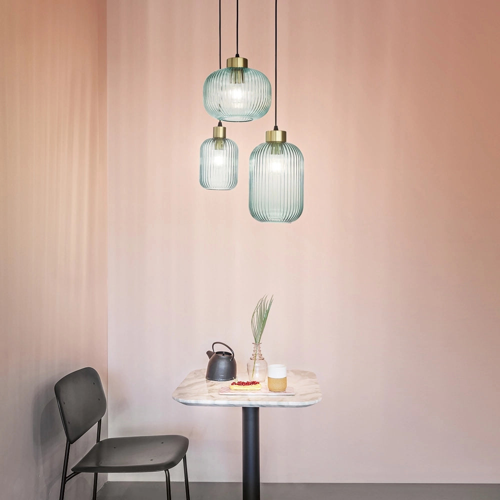 Sospensione Vintage-Decò Mint-2 Metallo Verde 1 Luce E27
