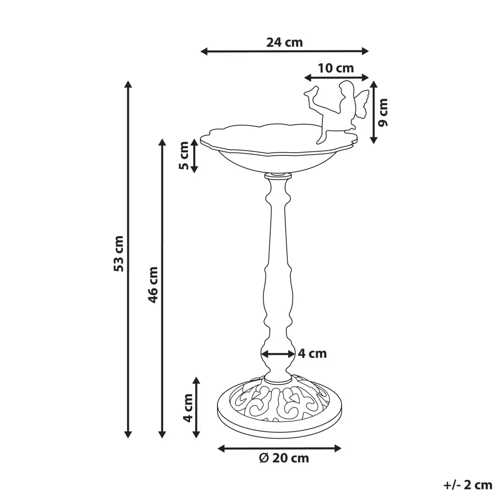 Fontana marrone abbeveratoio per uccelli in ferro per giardino Accento decorativo all'aperto