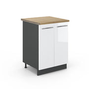 Mobiletto base cucina Fame-Line Bianco lucido/Antracite 60 cm, PL Rovere Vicco