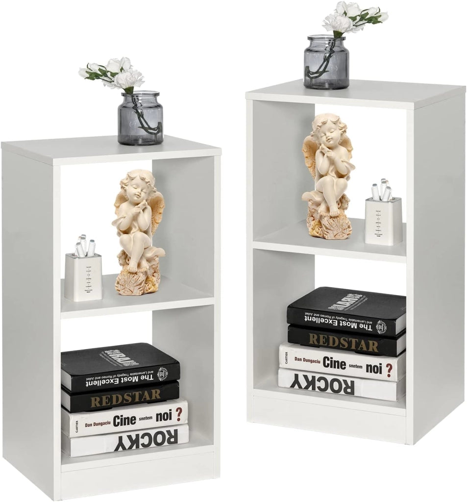 COSTWAY Set di Librerie a 2 Pezzi, Libreria in Legno a 2 Livelli, Scaffale Espositivo con Dispositivo Antiribaltamento, Scaffale Multifunzionale per Soggiorno Studio Ufficio, 38x33x72,5 cm