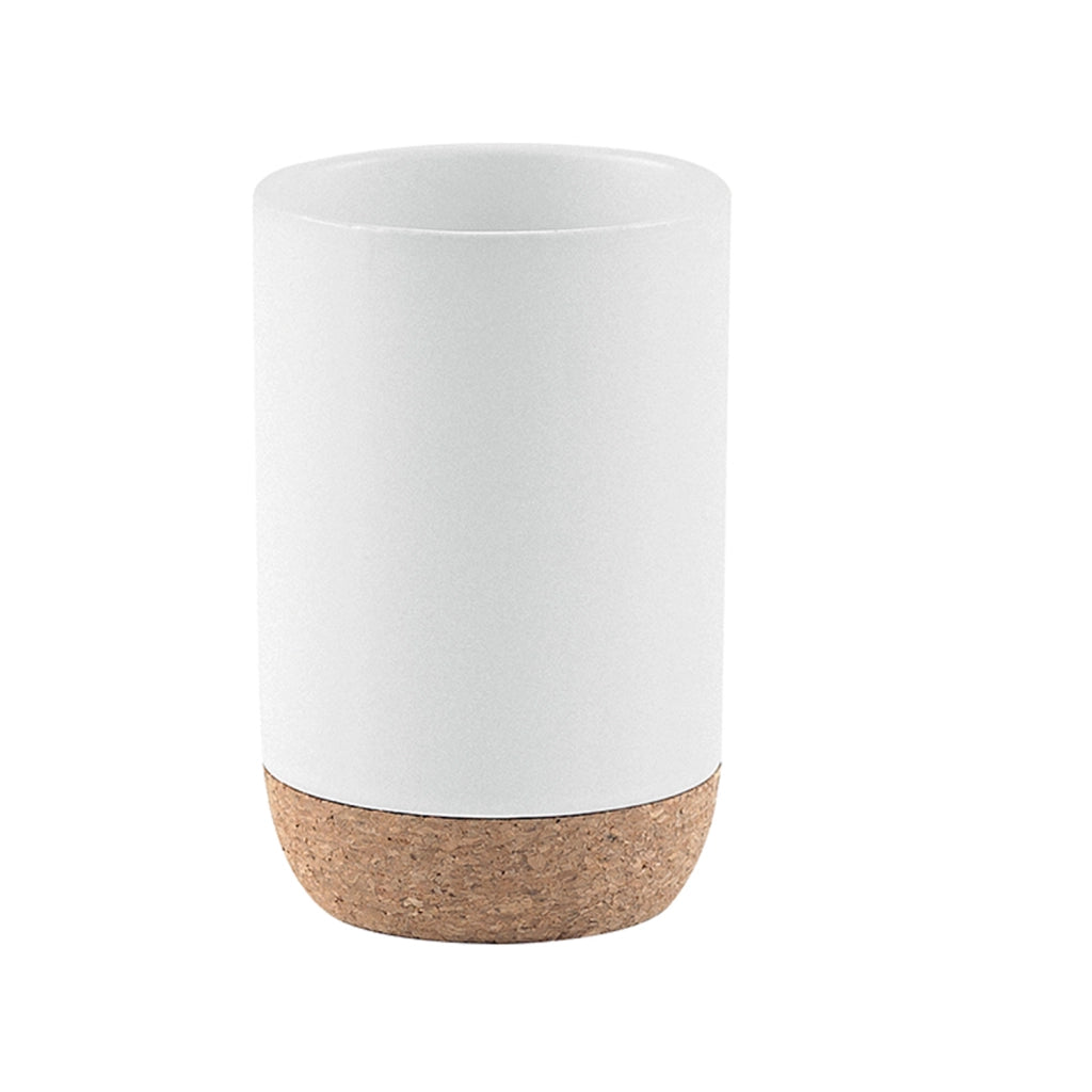 Portaspazzolini d'appoggio in ceramica e sughero IL98 Gedy serie ILARY Bianco