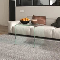 Tavolino in Vetro Temperato Moderno da Salotto con Design Monoblocco, 50x40x45 cm, Trasparente