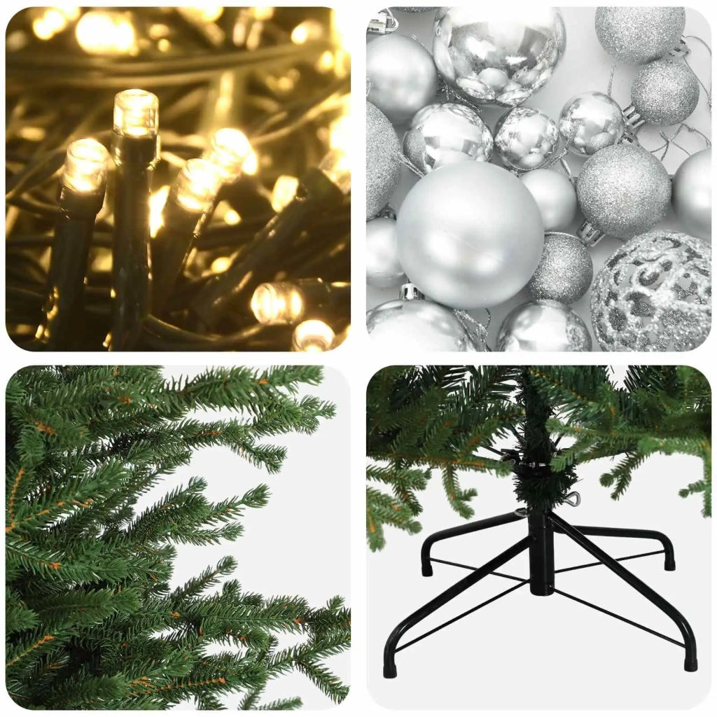 Albero di Natale artificiale con palline 120 cm 150 LED 3465977