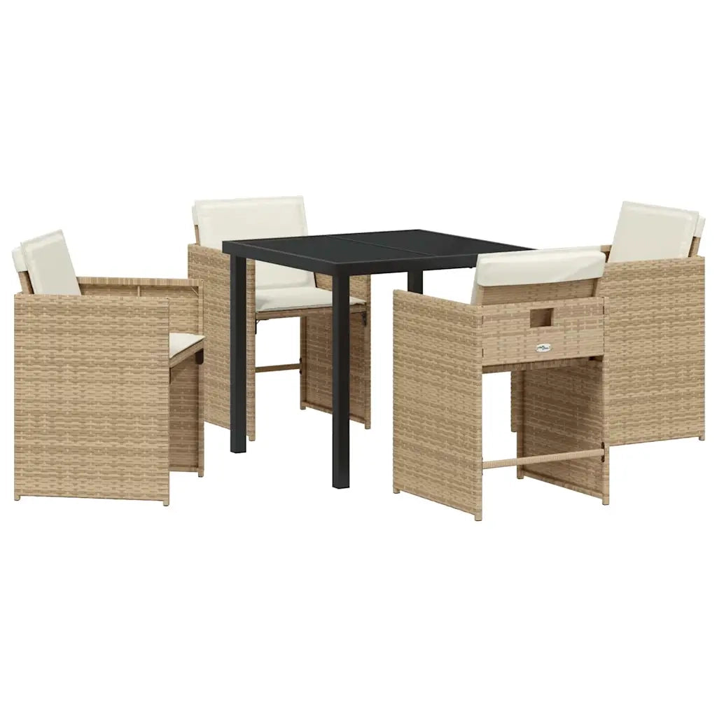 Set da Pranzo per Giardino 5 pcs Beige polyrattan