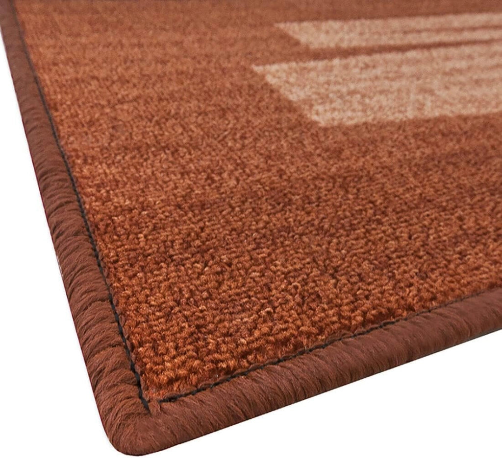 Passatoia Scala Bordata 67x700 cm Ingresso Corridoio Tappeto Cucina Gradini Zig Zag Arancione