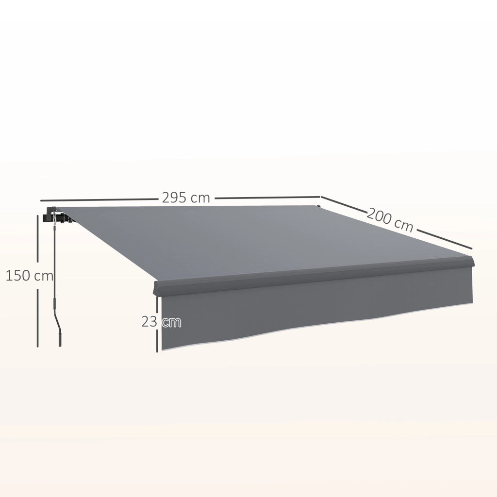 Tenda da giardino retrattile manuale ¨C zephmum ¨C grigio 295x200 cm