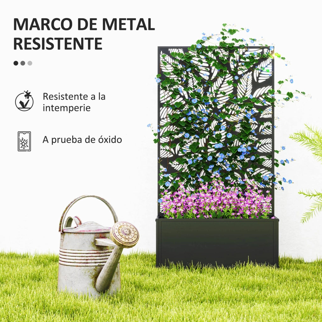 Giardiniera da Parete con Pannello Privacy ¨C Zephmum ¨C Nero 61x23x113 cm