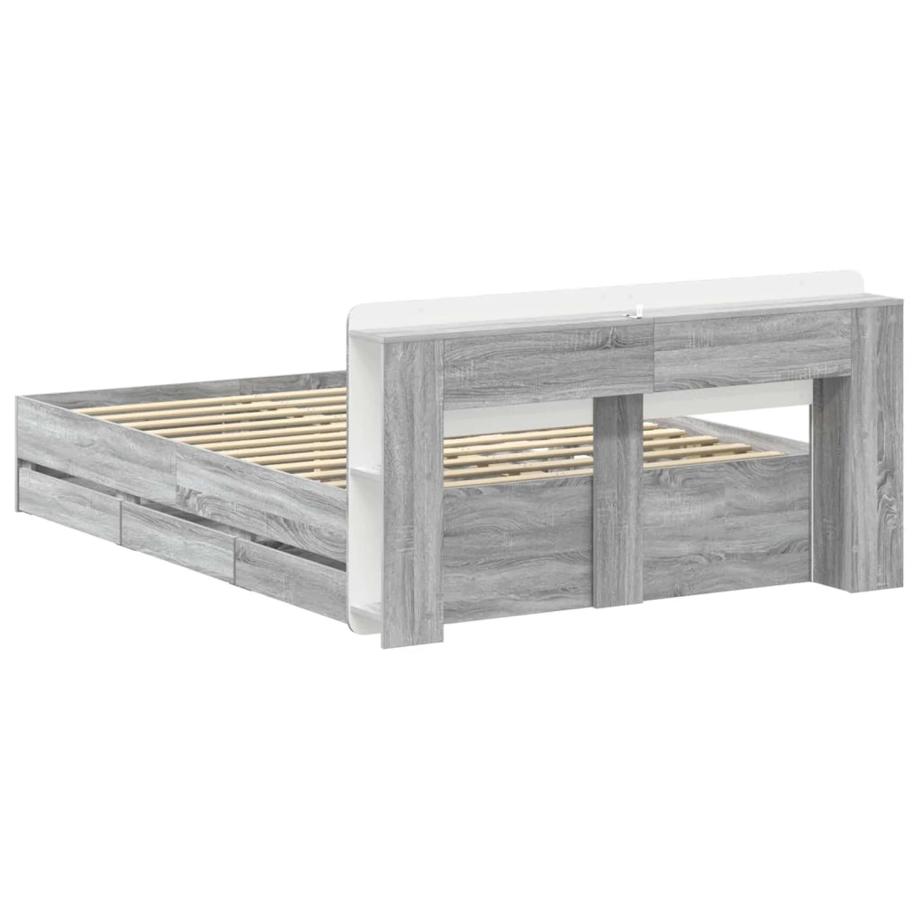 Struttura del letto con stoccaggio e testata Sonoma grigio 3433963