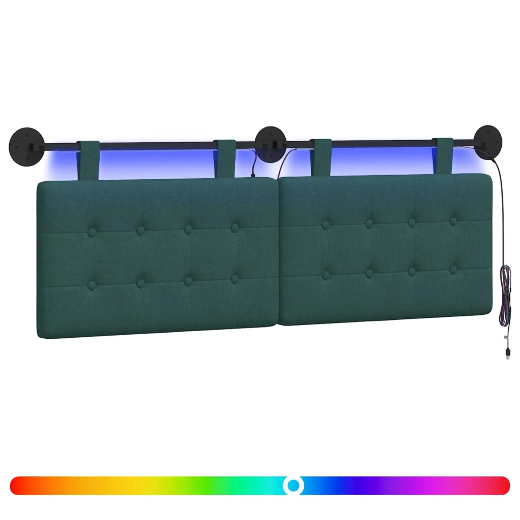 Testiera sospesa Con luce LED Verde Scuro Tessuto 3424434