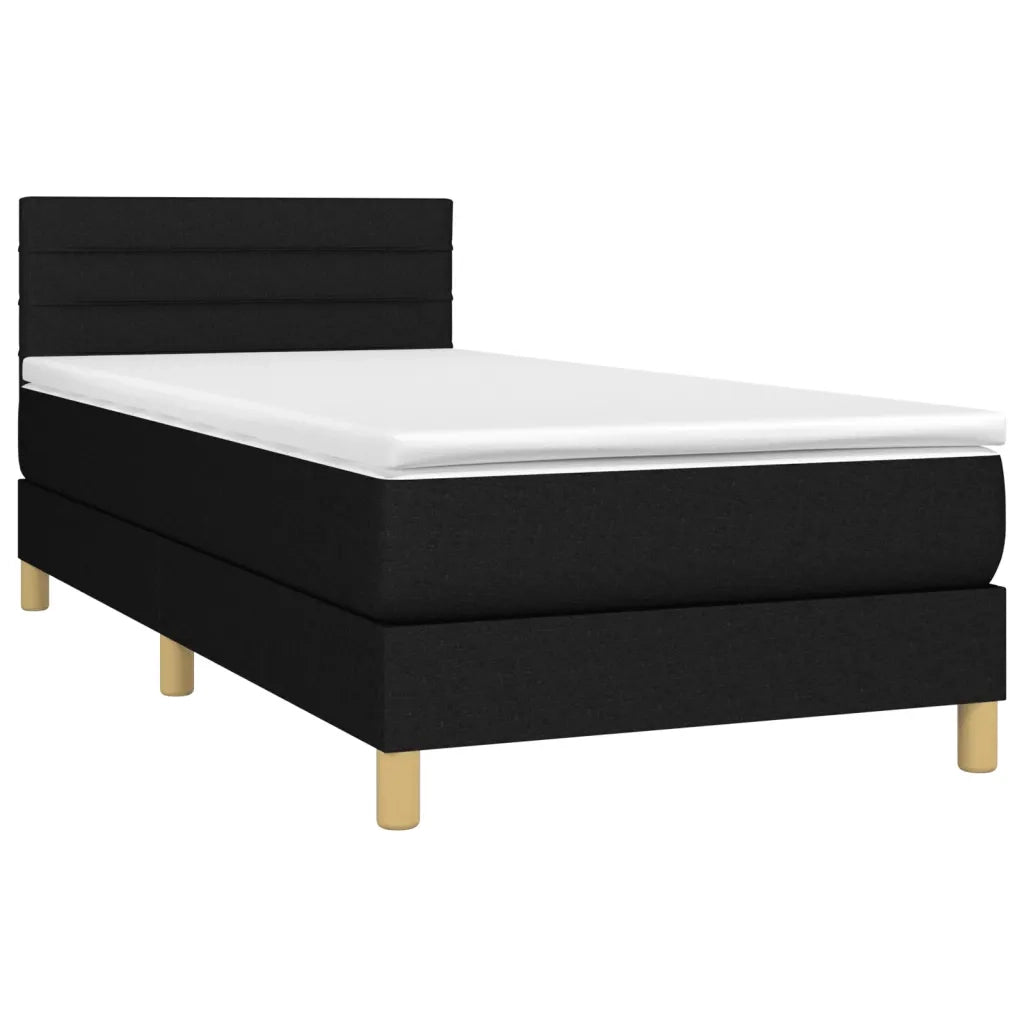Giroletto a Molle con Materasso-Struttura Letto Nero 100x200 cm in Tessuto 241339