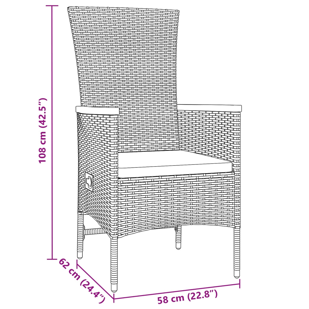 Set da pranzo da giardino 5 pezzi con cuscini Rattan polietilene grigio
