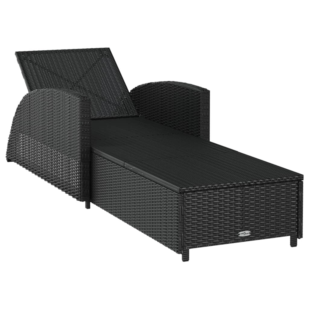 Lettino prendisole sedia a sdraio lettino prendisole letto da giardino mobili da esterno per patio con cuscino bianco crema resina intrecciata nera 02_0012306