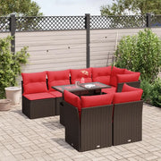 Set Divani da Giardino 8 pz con Cuscini Marrone in Polyrattan 3266414
