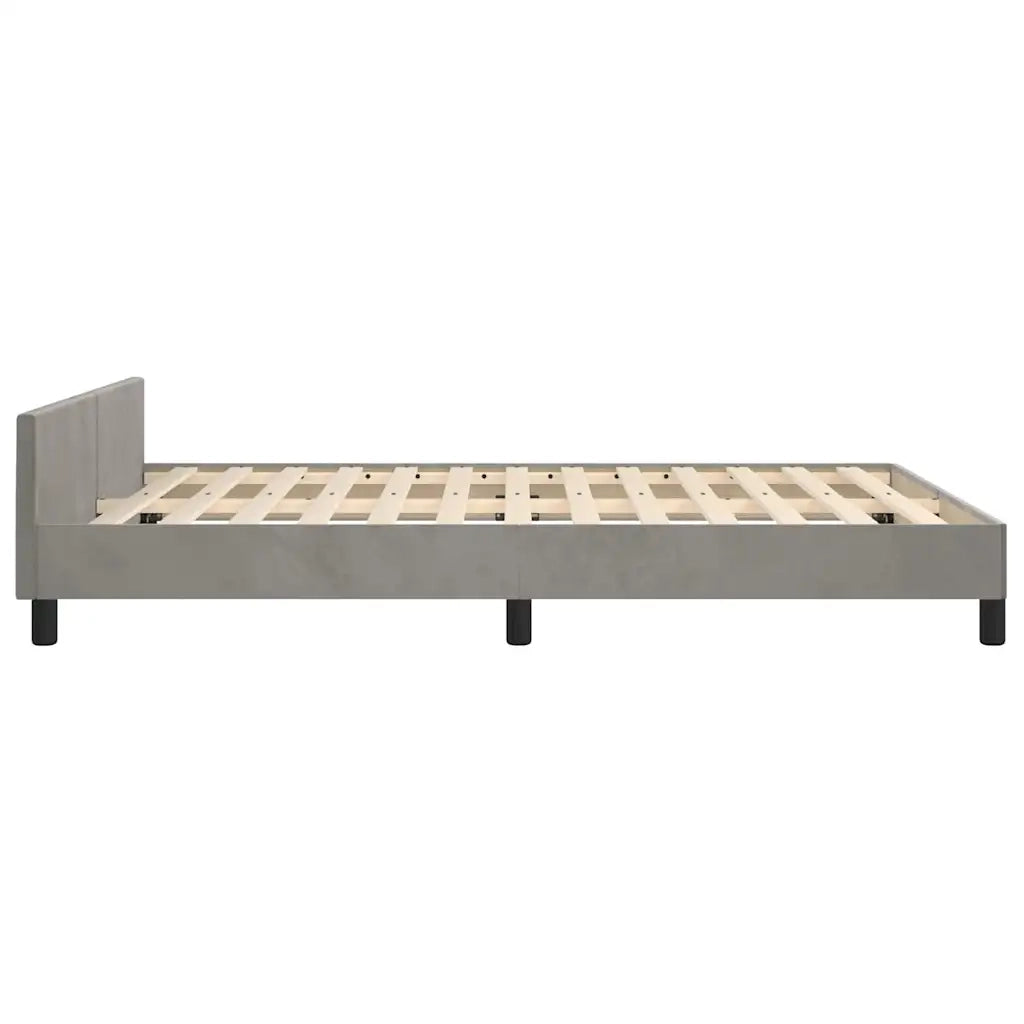 Giroletto con Testiera Grigio Chiaro 140x200 cm in Velluto cod mxl 64604