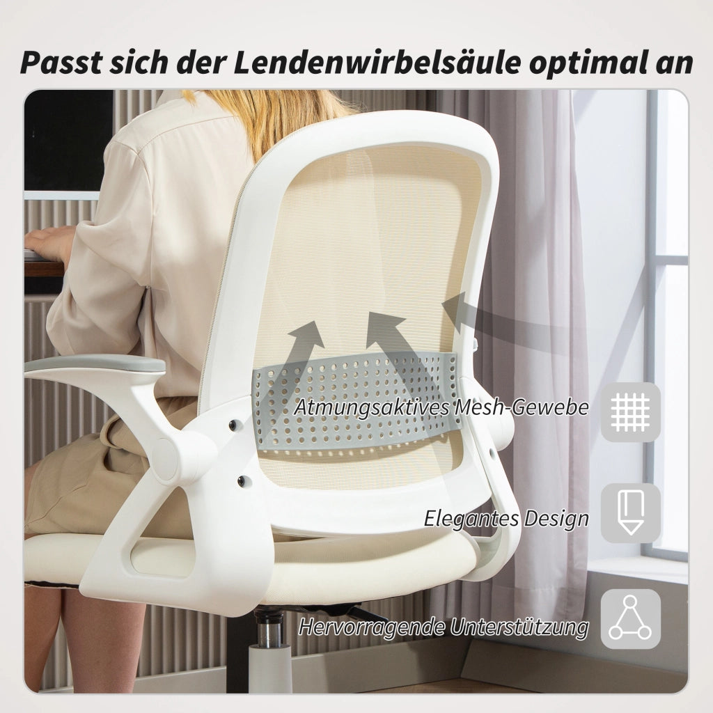 Sedia da ufficio ergonomica ¨C Zephmum ¨C Mesh bianco con schienale regolabile e braccioli