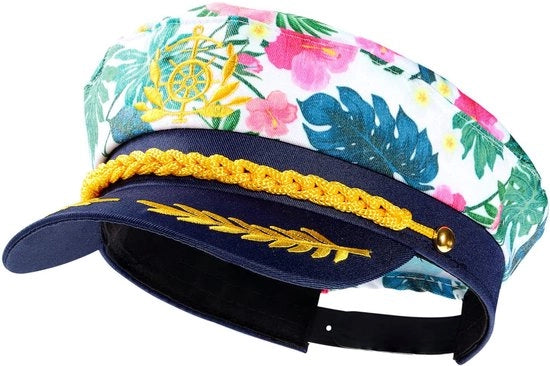 Cappello Grappio Capitano Fiori - Cappello Adattabile - Insegna D'oro Ricamata - Cappello Decorativo - Festa di Vela - Protezione Sole