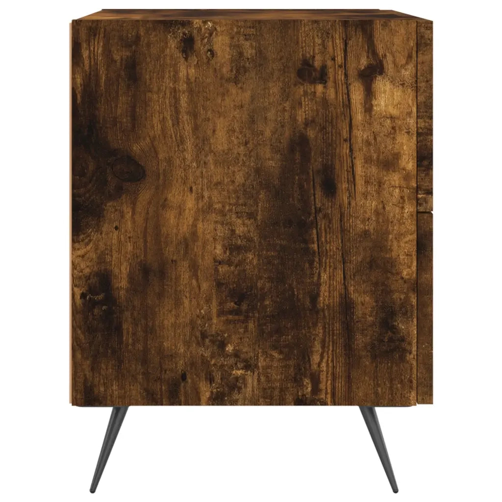 Set di 2 Comodini | Armadio da Notte | Mobiletto da notte Rovere Fumo 40x35x47,5 cm in Legno Multistrato