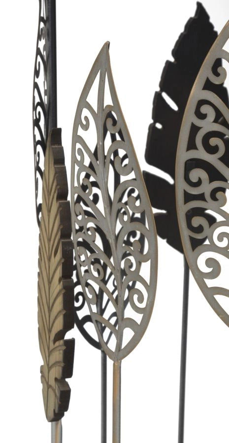 TAVOLINETTI IN FERRO E LEGNO FOGLIE COPPIA CM 38X55-33X50
