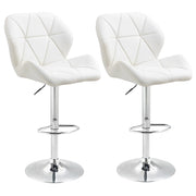 Sedia da Bar Regolabile con Schienale ¨C zephmum ¨C Bianco Metallo Pelle PU 51.5x57.5x93-114.5cm