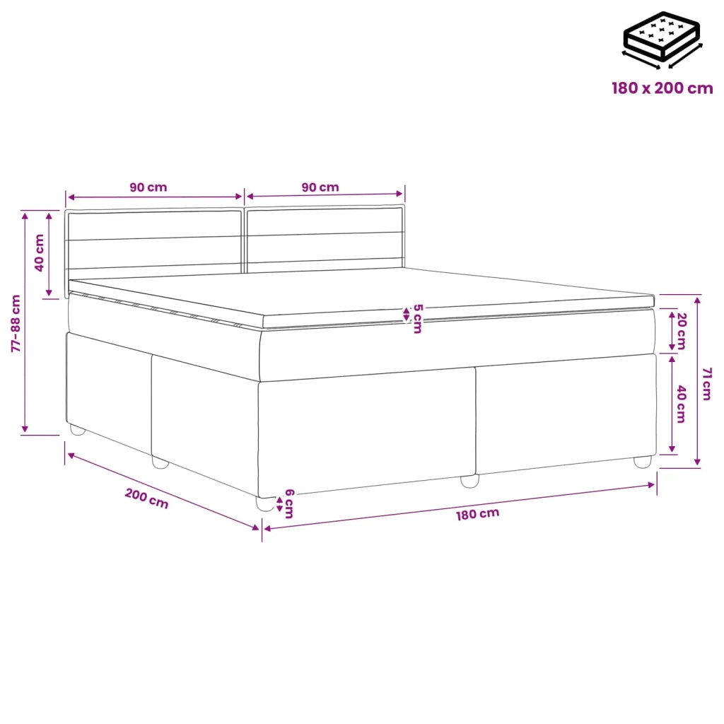 Letto box spring con materasso Nero 180 x 200 cm Tessuto 3451519