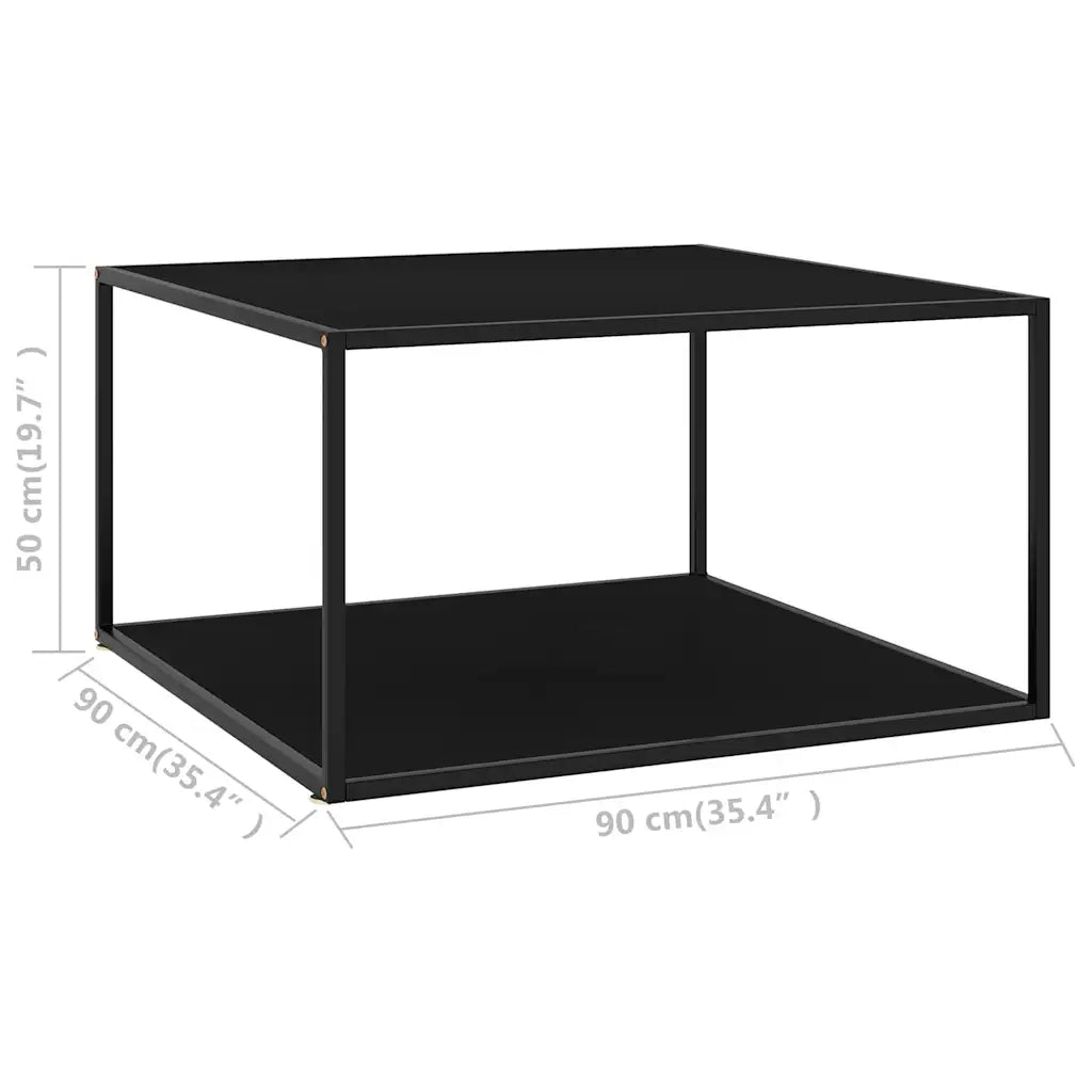 Tavolino da Salotto Nero con Vetro Nero 90x90x50 cm  cod mxl 7033