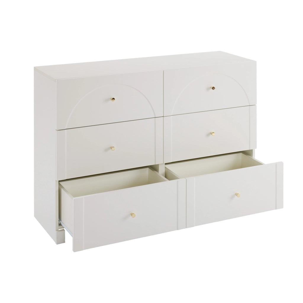 Cassettiera con 6 cassetti in legno truciolare, colore bianco crema, H82 x L120 x P40 cm