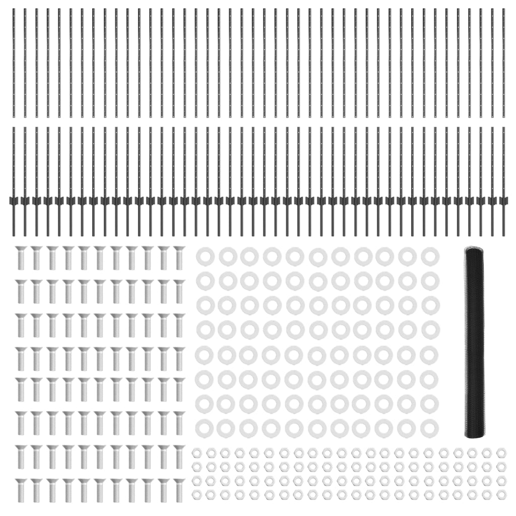 Posti per Recinzione  22 pcs U-Channel Grigio 140 cm Acciaio