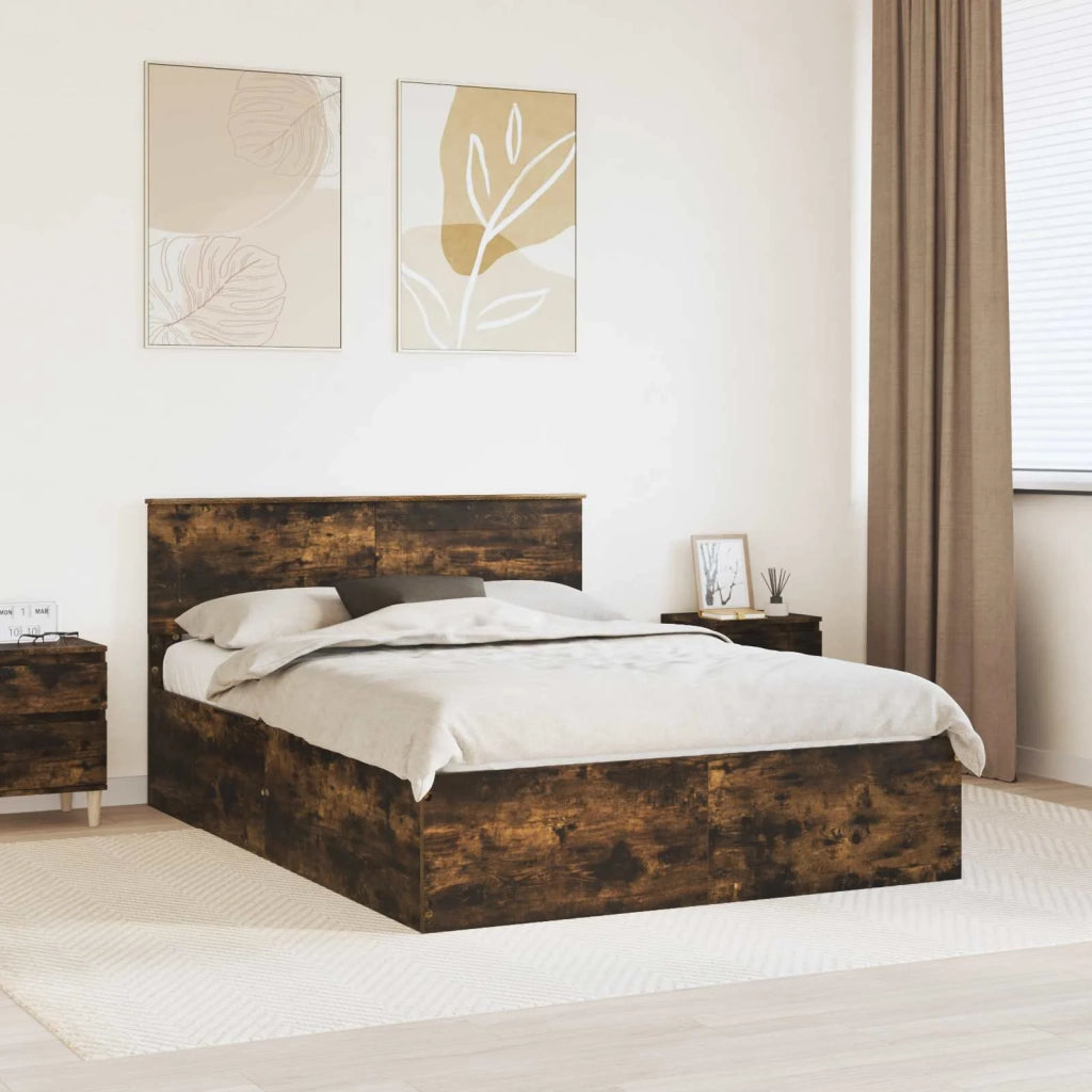 Struttura del letto Rovere fumé 150 x 200 cm Legno multistrato