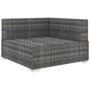 Poltrona | Sedia Relax Modulare ad Angolo 1 pz con Cuscini Polyrattan Grigio