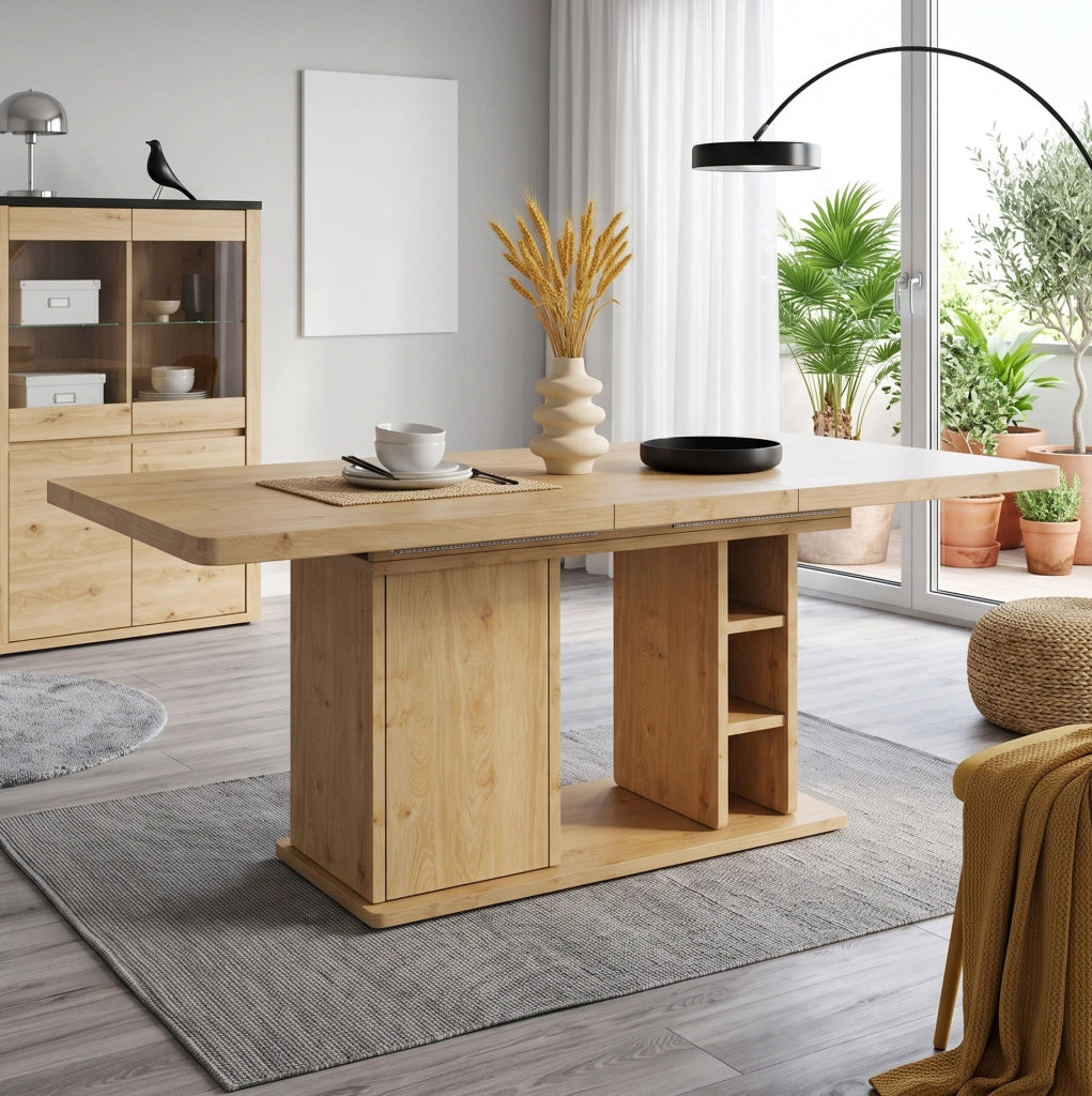 Tavolo da pranzo allungabile 140-180 x 80 cm con contenitore