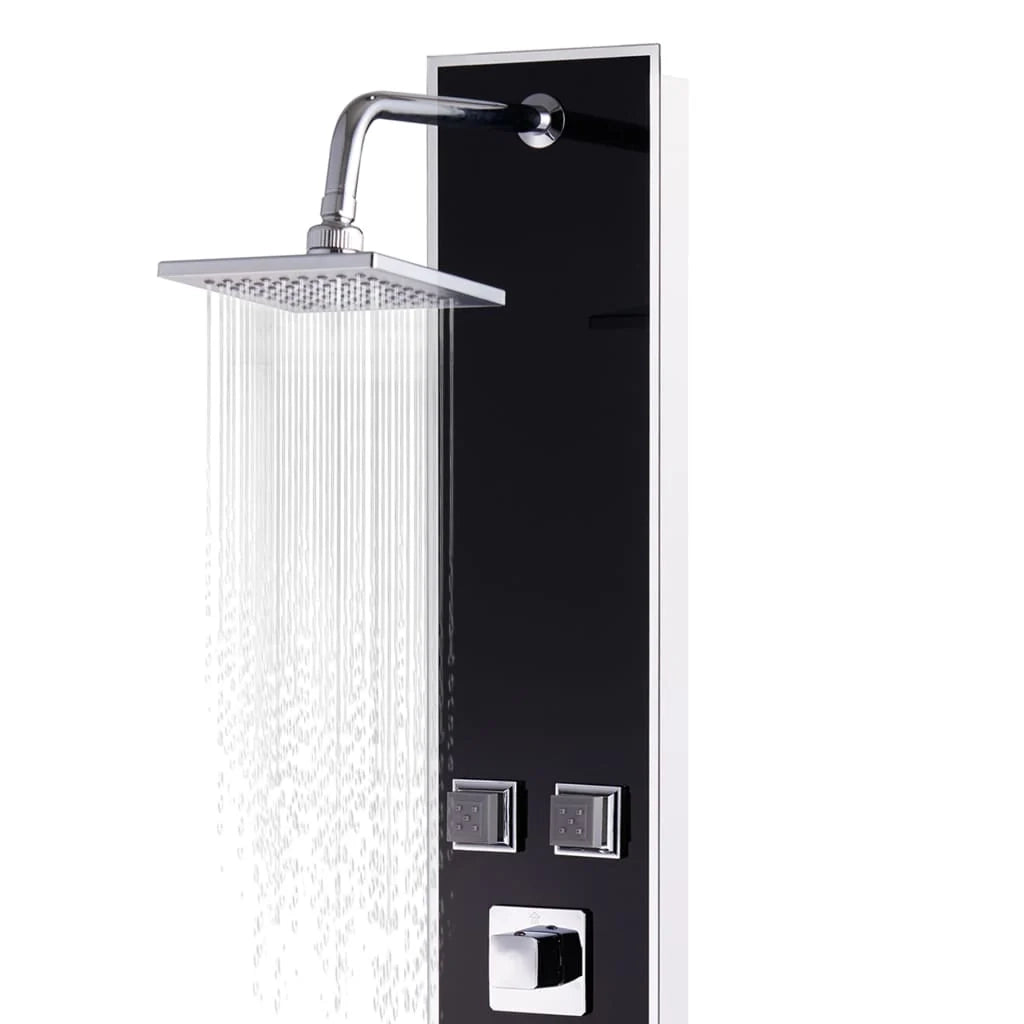 Pannello doccia con soffione rubinetto vetro acciaio inox 120 cm nero 02_0003432