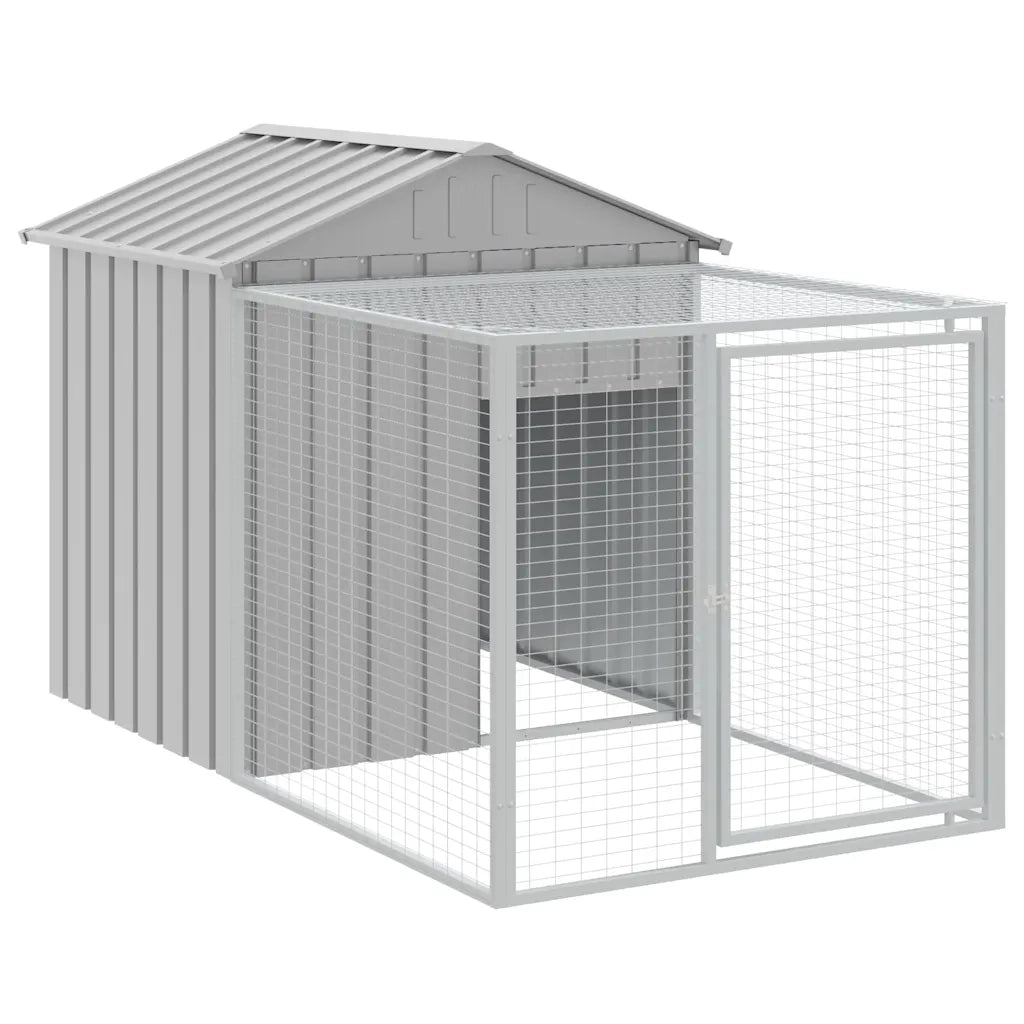 Gabbia per polli con recinto grigio chiaro 117x201x123 cm in acciaio zincato 172354