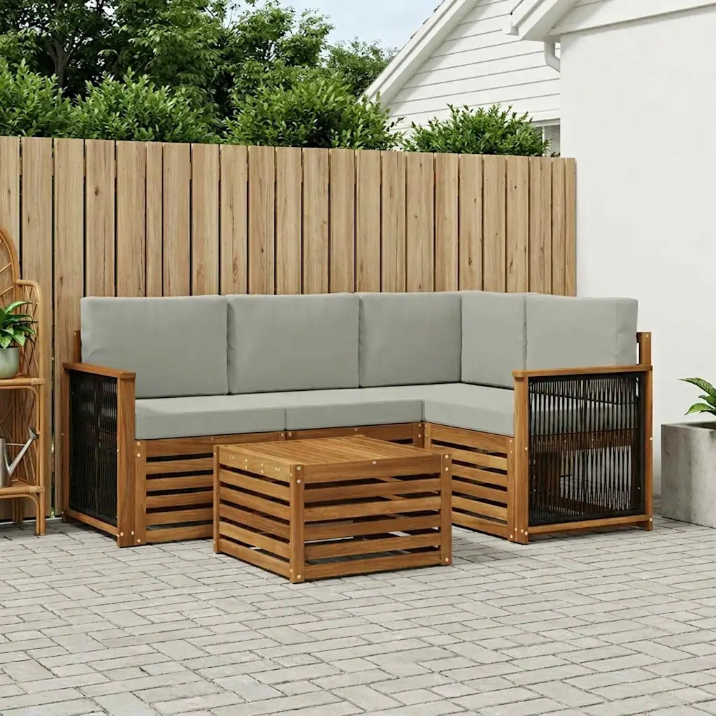 Set di divani da esterno 5 pz Naturale e Grigio Chiaro 3384322
