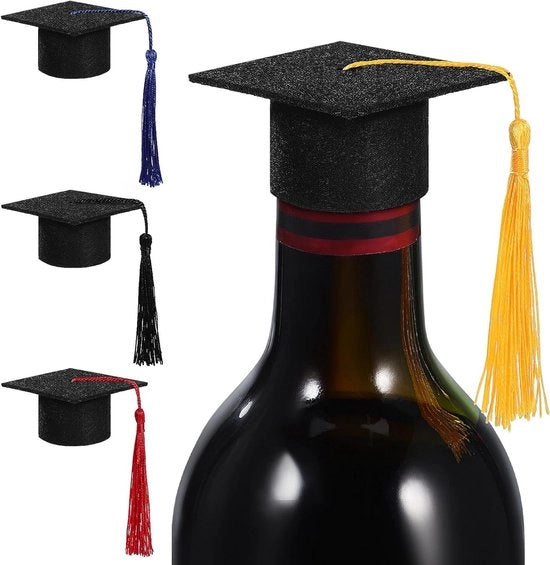 Set di 4 coperchi mini con pennelli - Ideali per bottiglie di vino e cupcake - Disegni di animali divertenti - Adatti per bambini della scuola - Set di 2025 pezzi