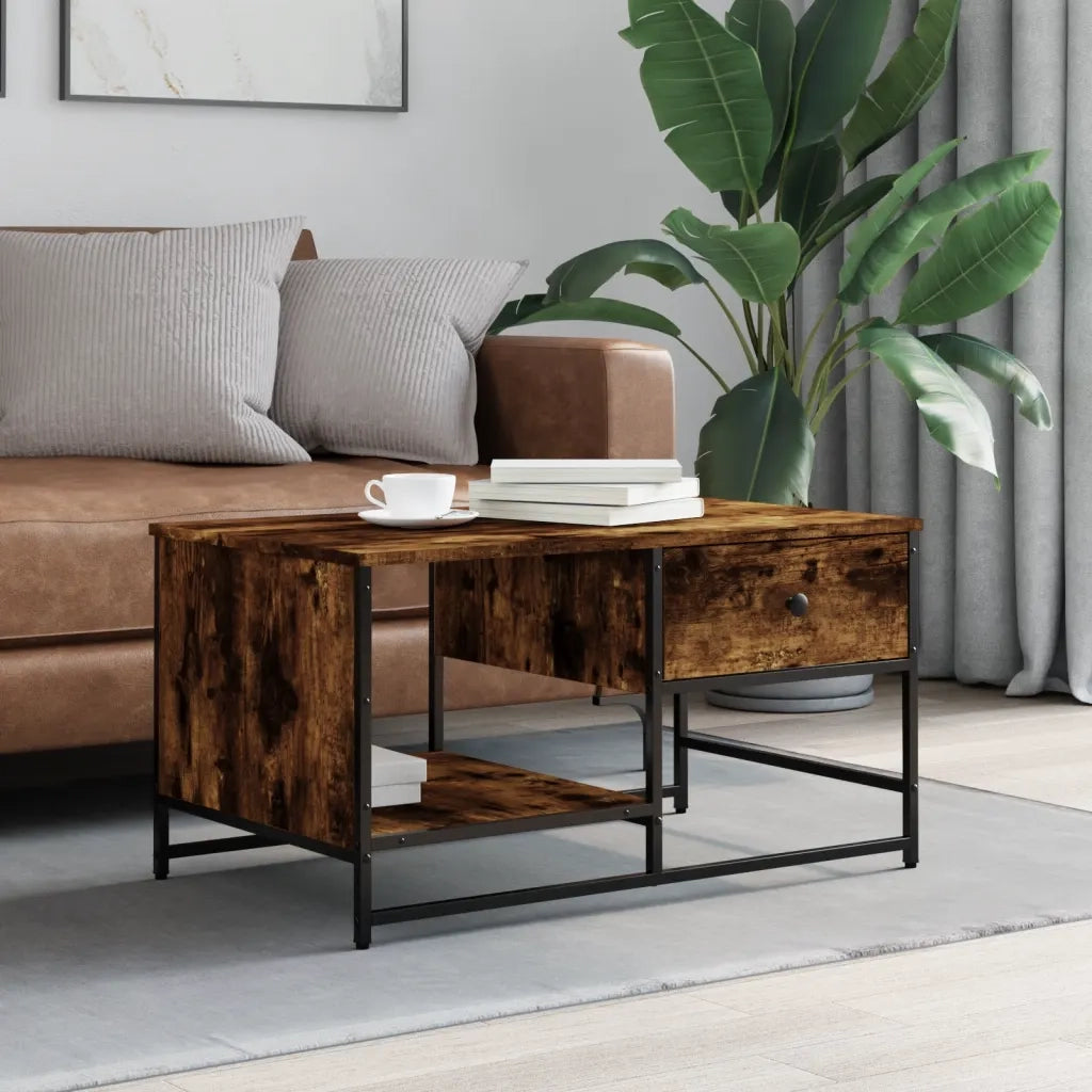 Tavolino da Salotto-Tavolino da soggiorno-Tavolo Rovere Fumo 85,5x51x45 cm Legno Multistrato