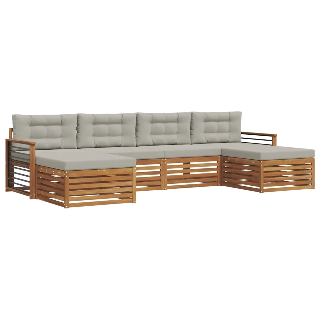 Set divani con cuscino 6 pcs Grigio Naturale e Chiaro